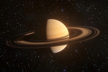 Wall Mural - beautiful depiction of saturn with striking rings in deep space background, saturn planet in space w