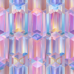 Poster - Geometric Transparent Solids Pattern with Iridescent Colors and Seamless Design for Background and Texture Use