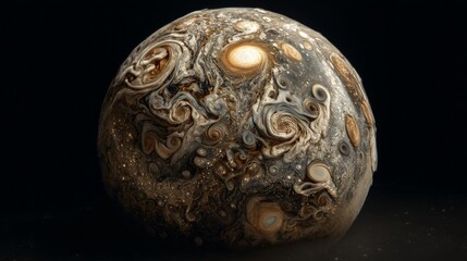 Wall Mural - Jupiter: Capturing the majestic beauty of Jupiter, a giant gas planet in our solar system. Detailed view of swirling clouds and the iconic Great Red Spot, rendered in stunning detail.