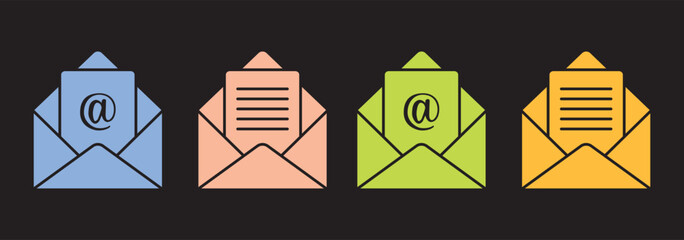 Fototapete - Vector illustration of E mail icon set isolated on transparent background