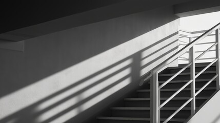 Poster - Staircase with dynamic shadows in a contemporary building during afternoon light