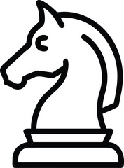 Poster - Clean line art icon of a chess knight representing strategy and movement