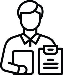 Poster - Clean line art icon of a person applying for a job holding a folder