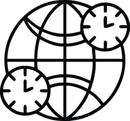 Poster - Clean outline icon of a globe showing international time zones