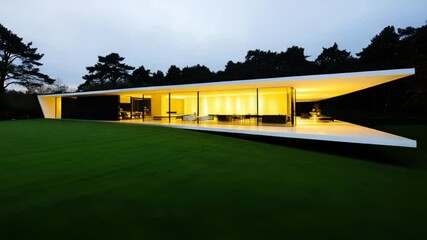 Poster - Explore the elegant combination of modern architecture and nature's beauty in this unique, minimalist design surrounded by lush greenery