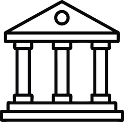 Poster - Minimalist line art icon of a classic bank building with columns