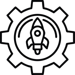 Fototapete - Minimal outline icon combining a gear and the letter r for technology and industry