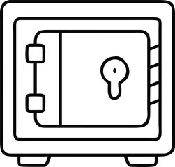 Poster - Minimal outline icon of a secure safe deposit box for financial services