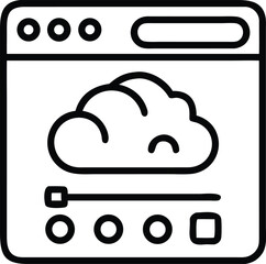 Fototapete - Outline icon of a cloud software panel with a digital interface and data elements