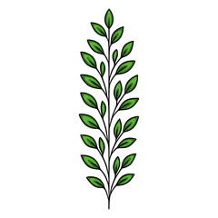 Poster - Elegant vertical vector illustration of a stylized green sprig with detailed leaves, perfect for design projects needing a touch of nature.