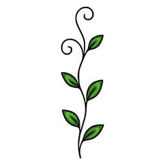 Poster - Elegant vector illustration of a stylized plant with swirling tendrils and vibrant green leaves, perfect for design projects requiring a touch of nature.