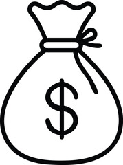 Poster - Simple outline icon of a money bag with a currency symbol