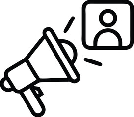 Poster - Outline icon of a megaphone for recruitment and announcement purposes