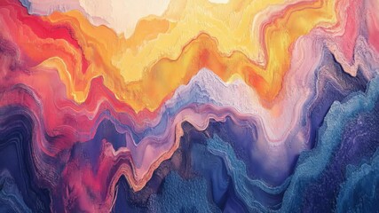 Fototapete - Vibrant abstract watercolor painting with bold purple pink blue orange hues
