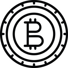 Fototapete - Simple outline icon of a bitcoin coin minimalist digital currency symbol