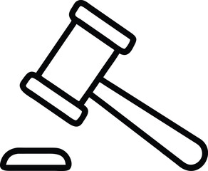 Poster - Thin outline icon of a judge s gavel representing law and justice