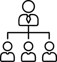 Poster - Thin outline icon representing a corporate employee hierarchy or organizational structure