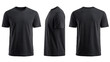 © MindRender - A simple black tshirt is shown from three angles in a studio setting, offering front, back, and side views