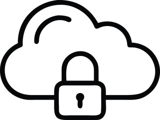 Fototapete - Secure cloud icon with a lock symbol for data protection and privacy
