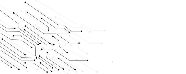 Vector Technology connected white lines and dots with electronics elements on tech bg. Digital technology futuristic internet network speed connection white background