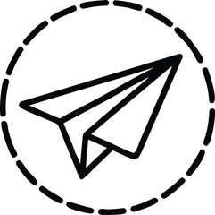 Poster - Vector art of a simple paper airplane icon is shown inside a dashed circle