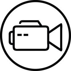Poster - Vector art of a sleek black and white circular icon showcases a video camera, representing recording and media production