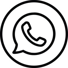 Fototapete - Vector art of a simple phone icon within a speech bubble is shown in a circle