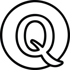 Poster - Vector art of a simple black and white circular icon displays a stylized letter q, symbolizing the quora platform