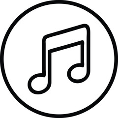 Poster - Vector art of a simple black and white music note icon in a circle