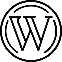 Aufkleber - Vector art of a bold black and white circular logo showcases a stylized letter w, representing the wordpress platform