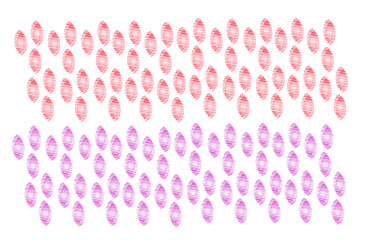 Fototapete - A structure of red and pink glowing oval shapes arranged in rows and columns on transparent background