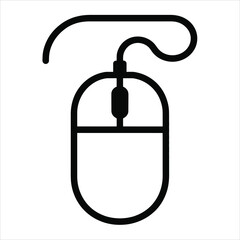 Fototapete - Wired Computer Mouse Icon Simple Line Art Design for Digital Projects