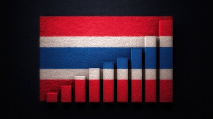 Poster - A rising bar chart in front of the Thailand flag symbolizes growth, progress, or economic development in Thailand.