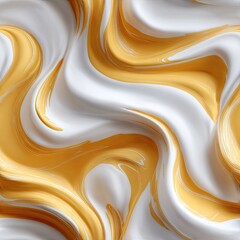 Poster - An orange and yellow swirling paint creates an elegant marble pattern with stunning color blending and movement