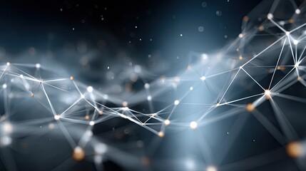 Fototapete - Vibrant blue digital backdrop with interconnected lines and glowing nodes illustrates a technology theme for presentations and web design
