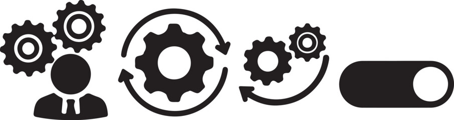 Fototapete - Vector illustration of tribal tattoo set with abstract cogwheel symbols on a technical background, perfect for industrial technology and business engineering designs
