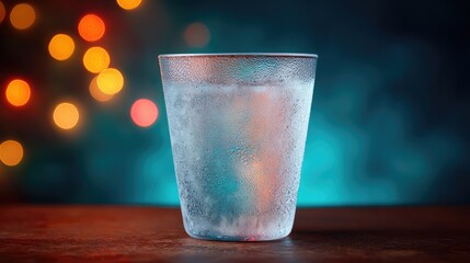 Poster - Frosty glass with festive lights behind and room for overlay