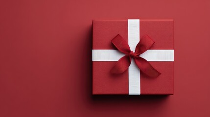 Poster - Minimal festive layout with red gift box and large empty background