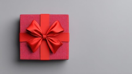 Poster - Minimal festive layout with red gift box and large empty background