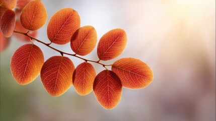 Poster - Natural background of sunlight through autumn leaves with empty space