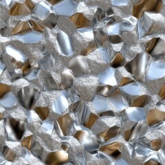 Poster - This silver foil texture displays a unique grainy pattern ideal for various design purposes, offering space for creative text overlays SEAMLESS PATTERN