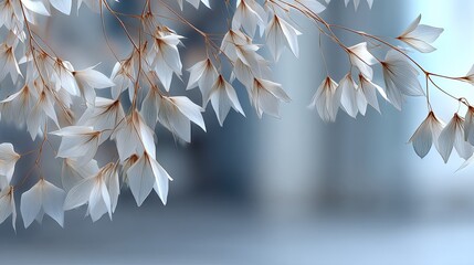 Poster - Translucent seed pods dangle delicately in the wind, showcasing their fine textures and neutral colors against a blurred backdrop