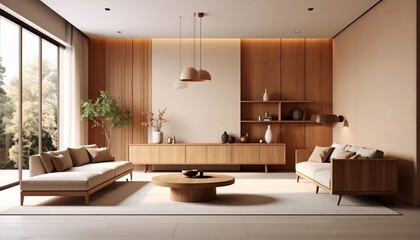Aufkleber - Serene Minimalist Living Room Design