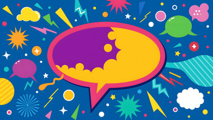 Poster - Abstract Comic Style Background with Speech Bubble and Geometric Shapes for Presentation