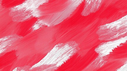 Poster - Bold and vibrant red abstract painting with white brush strokes creating a dynamic composition