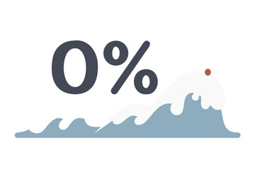 Poster - Zero percent symbol on snow wave in winter theme