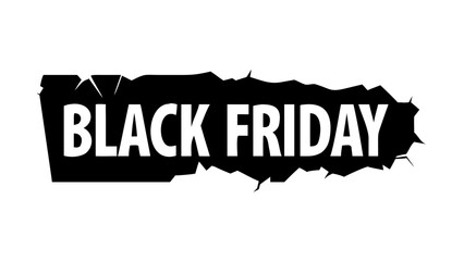 Poster - Torn black banner with Black Friday text in bold lettering