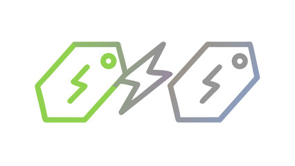 Poster - Discount tags with electric bolt icon in linear style