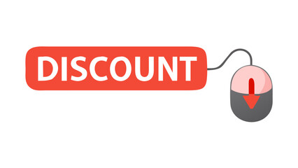 Poster - Discount label with computer mouse click in vector style