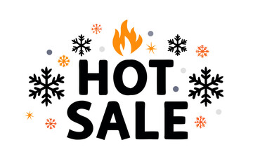 Poster - Hot sale text with snowflakes and fire icon